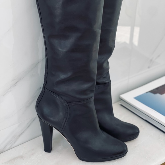 JIMMY CHOO black leather boots tall over the knee EU39 US8.5 - Picture 3 of 10